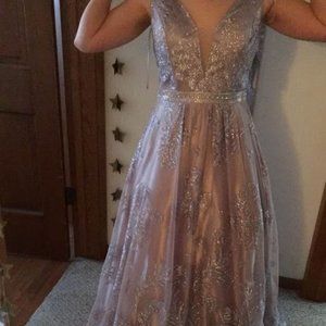 Mes Amies Silver Formal Dress